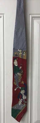 HTF RED Alfred E Neuman Mini Golf neck tie 1992 MAD magazine EUC 100% Silk Vtg Foto 1 de 4
