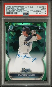 2023 Bowman Draft Sapphire Brayden Taylor Green Auto /99 PSA Mint 9 - Picture 1 of 2