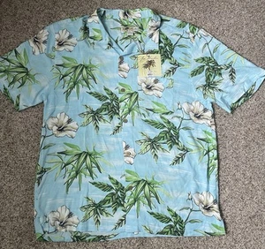 Joe Marlin Hawaiian Button Up Shirt Mens XXL Coastal Mist Blue Floral #JMWS04554 - Picture 1 of 6