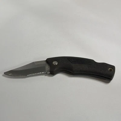 SCHRADE + Cuchillo Hecho en EE. UU. SG7 BLOQUEO NEGRO GOMA Mango Punta Rota Foto 1 de 4