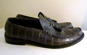 LOUIS VUITTON Crocodile Alligator Tassle Loafer Mens Shoes Gray Size 10.5 - Picture 1 of 6