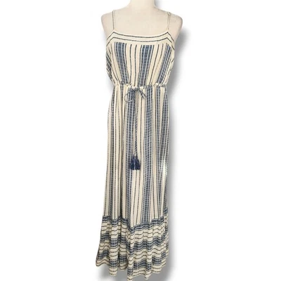 Maxi Vestido Para Mujer Lovestitch Talla L Azul Crema Rayas En Niveles Nuevo Foto 1 de 4
