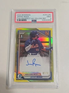 2024 Bowman Chrome JEFFRY ROSA Chr-Yellow Refractor Auto /75 PSA 9 - Picture 1 of 5