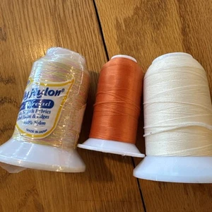 Woolly Nylon Sewing 1000m Thread Lot of 3 Spools Variegated Orange White - Picture 1 of 7