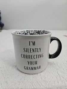 "I'm Silently Correcting Your Grammar" White/Black Speckled Coffee Cup Mug - Picture 1 of 6