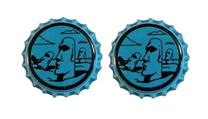 Beer Bottle Caps - Tiki Easter Island - 1 Pair - Picture 1 of 2