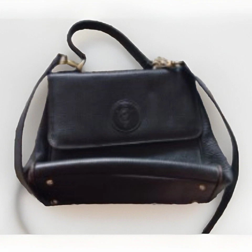 Genuine Black Leather Talbots Top Handle Makeup Case Style Handbag Crossbody - Image 1 of 1