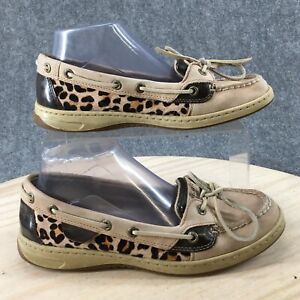 Sperry Top Sider Boat Shoes Womens 8.5 M Cheetah Print Pony Hair Leopard Beige