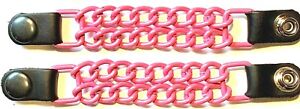 2 GLOSSY PINK POWDER COATED DOUBLE CHAIN MOTORCYCLE VEST EXTENDERS MADE IN USA