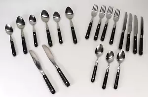 Vtg. 19 Pcs.  11- Gibson & 8- WF Mardigras Stainless Flatware Black Rivet Handle - Picture 1 of 4