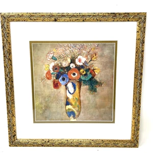 Odilon Redon "Wildflowers in Long Necked Vase" Custom Framed Art Print Floral - Picture 1 of 4