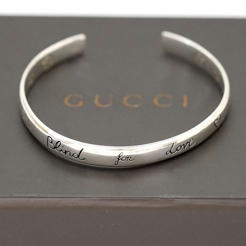 Braccialetto Braccialetto Gucci G Logo CIECO PER AMORE 5 5" Argento 925 Originale o1142 con Scatola