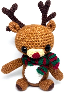 Crochet Amigurumi Reindeer With Christmas Scarf - Picture 1 of 9