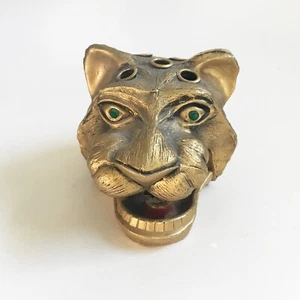 Vintage Ted Arnold Tiger Head Pencil Pen Holder Green Rhinestone Figurine As Is - Picture 1 of 8