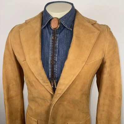 Chaqueta de Cuero Sears Blazer Gamuza Abrigo Deportivo Occidental De Colección Años 70 Para Hombre 38 Largo Foto 1 de 4