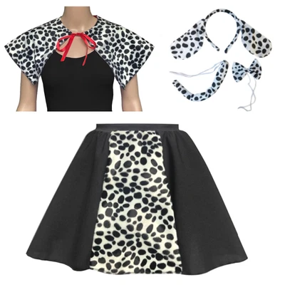 Abito fantasia CRUELLA DE VILLE dalmata 101 gonna vestito DANZA costume MADE UK - Immagine 1 di 4