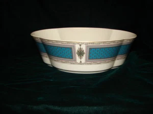 Mikasa Rue Royale AL203 Bone China Serving Bowl Teal Lattice inserts with gold - Picture 1 of 5