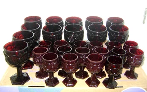 Avon Ruby Red 1876 Cape Cod Collection Water Goblets & Sherry Goblets Lot - Picture 1 of 12