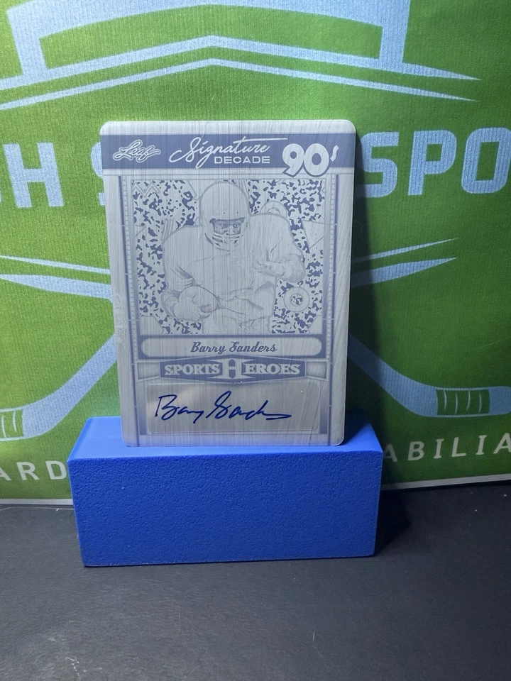 Placa de impresión negra de héroes deportivos de hoja de metal 2024 1/1 autógrafo Barry Sanders Foto 1 de 2