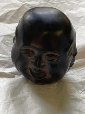 Escultura de cabeza de Buda de cuatro cabezas marcadas con carácter chino vintage  Foto 1 de 4