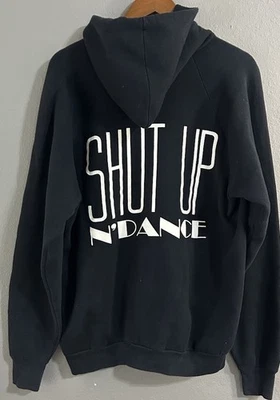 Moletom com capuz vintage anos 80 Fruit Of The Loom SHUT UP N’DANCE gola redonda adulto GG feito nos EUA - Imagem 1 de 4