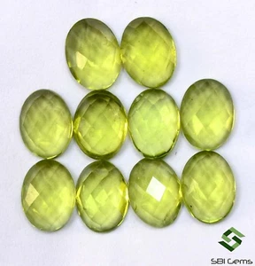 Natural Peridot Oval Checker Cut 8x6 mm 13.05 Cts Lot 10 Pcs Unheated Gemstones - Picture 1 of 6