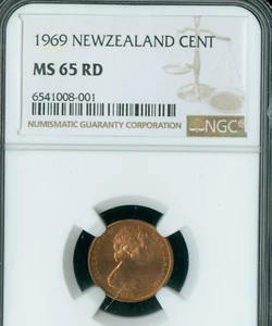 1969 NEW ZEALAND CENT NGC MS65 RD PQ  . - Picture 1 of 2