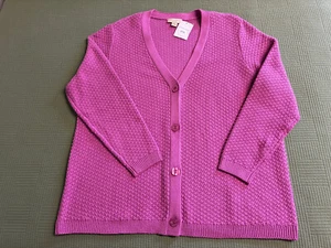 Appleseed’s Women’s NWT Cotton Tuckstitch Button Front Cardigan Sweater - Sz 1X - Picture 1 of 10