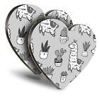 2x Heart MDF Coasters - BW - Cute White Llama Cartoon Alpaca Cactus  #37716