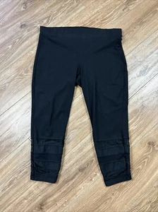 Torrid Leggings Women’s Plus Size 3 22/24 Black Stretch W/ Mesh Ankle Cut Outs - Picture 1 of 9