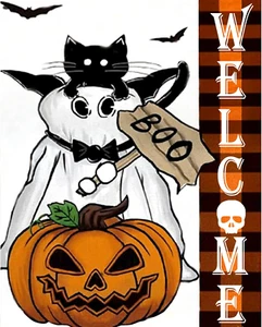 DIY Halloween Diamond Painting Art Kits for Adults Black Cat Ghost Boo Pumpkin D - Picture 1 of 7