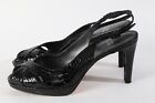 STUART WEITZMAN Black Croco Patent Leather Slingack Sandals Size 9 M