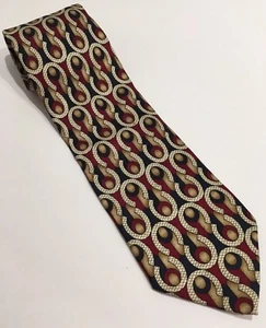 LOUIS ROTH Men's 100% Silk Blue, Red, Beige, Geometrical Horseshoe NeckTie Ties - Picture 1 of 4