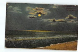 Vecchia cartolina d'epoca 1910 di REVERE BEACH Revere MA veduta al chiaro di luna - Foto 1 di 2