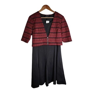 NWT Red Elbow Sleeve Jacket Dress 2 Piece Garment Perceptions New York Size 14 - Picture 1 of 22