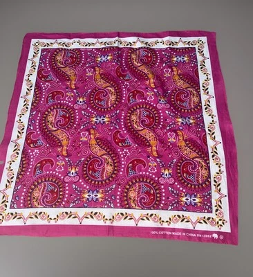 De Colección Boho Bandana Bufanda Rosa Estampado Paisley Elefante Baúl 100% Algodón 13962 Foto 1 de 4