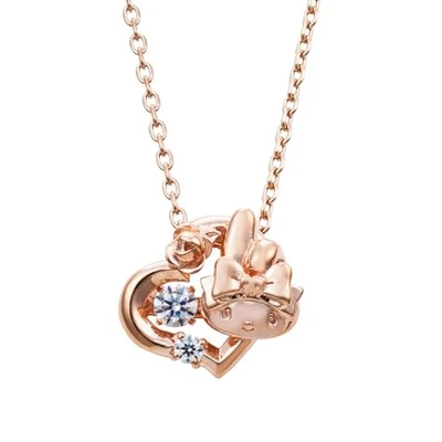 Sanrio My Melody 50 周年跳舞石项链粉色金色全新 2025 FS — 第 1/4 张图片