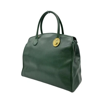 Vintage Christian Dior Green Leather Satchel Bag Gold CD Logo Made In France - Image 1 of 4