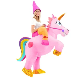 Inflatable Costume Adult, Riding a Unicorn Blow-up Deluxe Halloween Costume w... - Picture 1 of 7