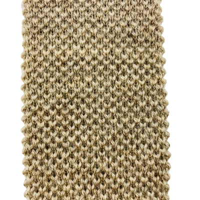 Vintage Tattersall Tie Square Tip Virgin Knitted Wool Beige 52"x 2.25" EUC #0084 - Image 1 of 4