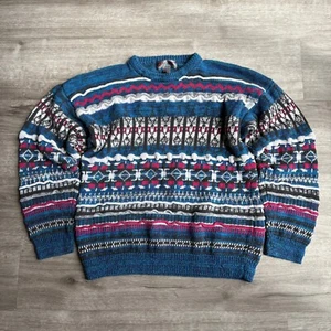 Mache Vintage Patterned Knit Sweater Colorful Fair Isle Pullover Mens Medium - Picture 1 of 2