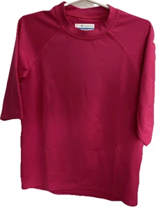 Columbia Pink Sandy Shores Short Sleeve Sunguard Shirt Youth Size M Logon Sleeve - Picture 1 of 12