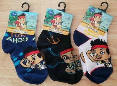 3 pares de calcetines tobilleros Jake The Never Land Pirates niños niños talla 4-6 zapato talla 7-10 Foto 1 de 3