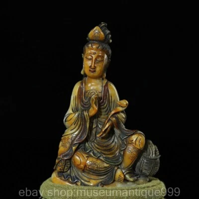 Estatua de Bodhisattva Ru Yi Guan Yin Piedra Shoushan Natural China de 4,6" Foto 1 de 4