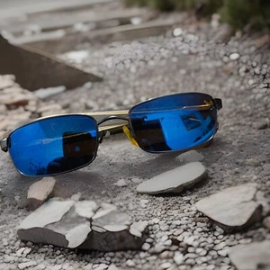 Vintage Revo 3005 84 H2O Advanced Rectangle Flex Blue Sunglasses 135-54-19 Flaw - Picture 1 of 19