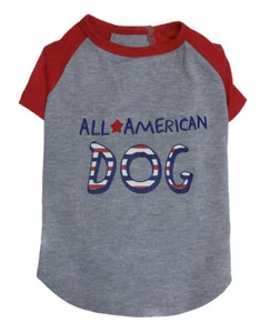 "CAMISETA ELLEN DEGENERES Gris Patriótica "TODO PERRO AMERICANO"" Cachorro/Perro GRANDE NUEVA CON ETIQUETAS - Imagen 1 de 2