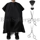 Pro Barber Hair Cutting Scissors Neck Duster Brush Gown Cape Hairdressing Set