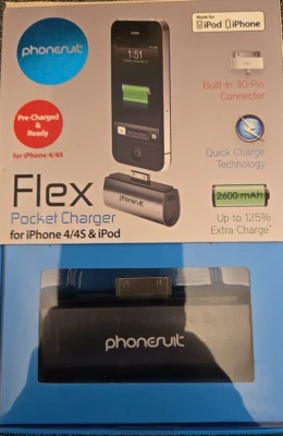 Cargador de bolsillo flexible para iPhone 4, iPhone 4S, iPod Touch 4ta generación nuevo en caja Foto 1 de 3