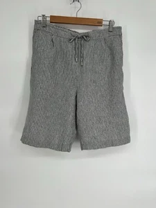 Chico's Womens Size 1 (6-8) Linen Shorts Gray and White Striped Shorts - Picture 1 of 9