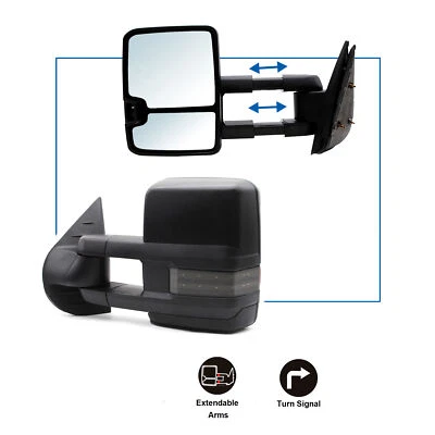 Juego de pares de espejos retrovisores de remolque manuales para 07-13 Chevy Silverado/Sierra 1500/2500 LH RH Foto 1 de 4